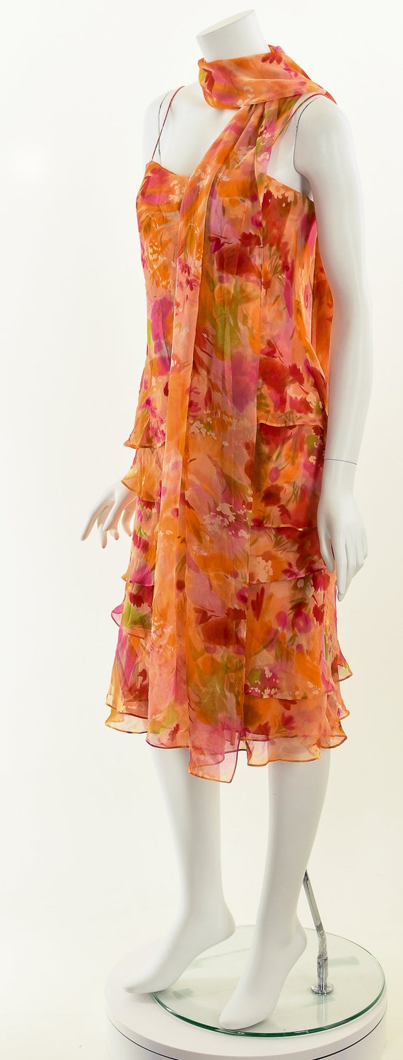 Watercolor Silk Dress,20s Inspired Tea Dress,Ruff… - image 10