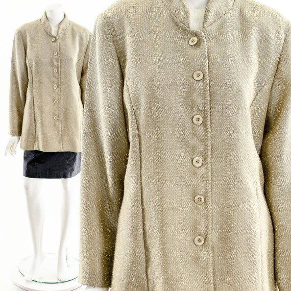 Beige Minimalist Duster,Tan Knit Tunic Coat,Vinta… - image 3