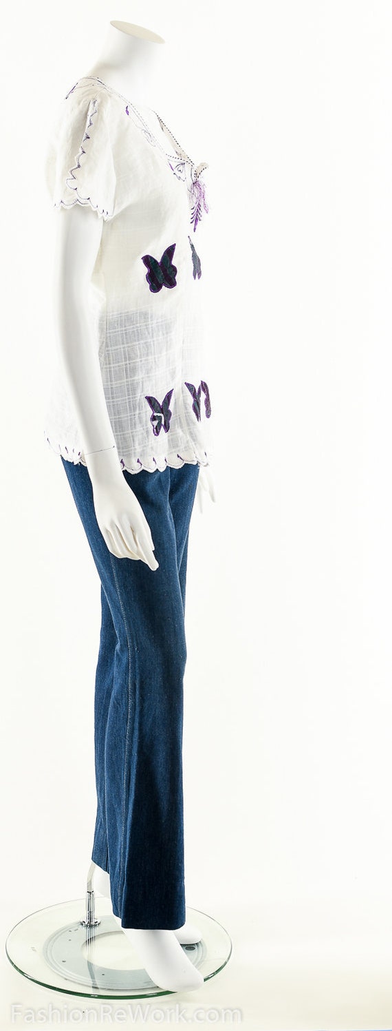 Butterfly Patchwork Boho Blouse - image 5