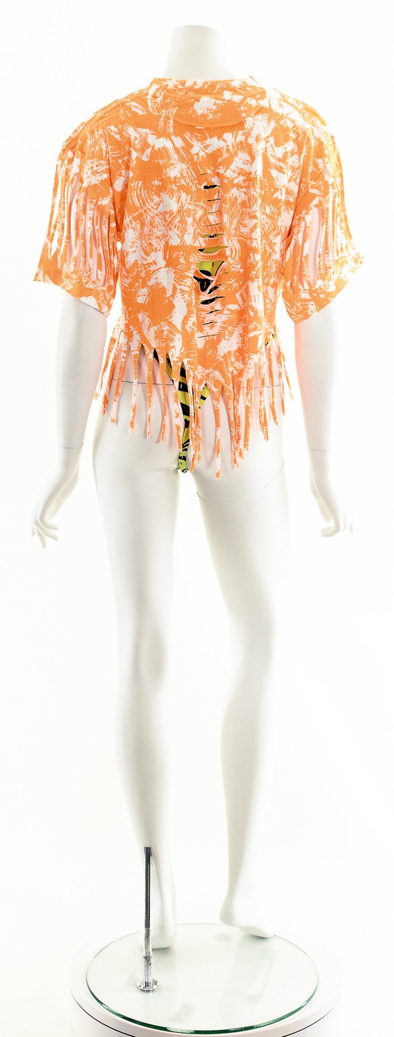 orange fringe crop top - image 7