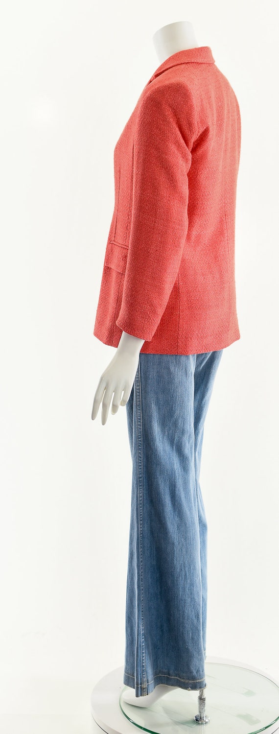 Tweed Boucle Blazer,Pink Coral Jacket,70s Knit Bo… - image 9