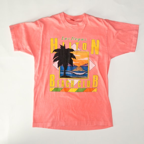 Las Vegas Hilton Beach Club Coral Pink Tee - image 1