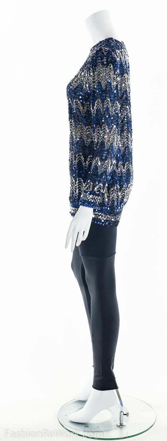 Sequin Blouse, Vintage Sequined Blouse, Art Deco … - image 5