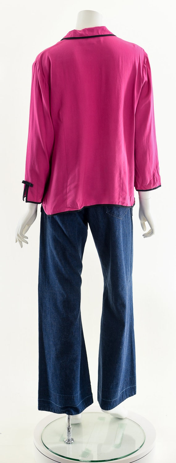 Silk Pajama Blouse,Pajama Inspired Blouse,Piped S… - image 7