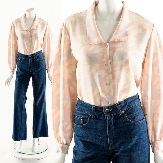 Abstract Novelty Blouse,Peter Pan Blouse,Baby Pin… - image 2