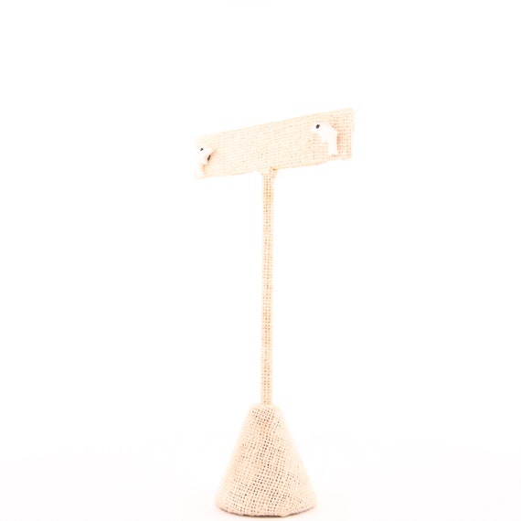 Tiny White Dolphin Stud Earrings - image 2