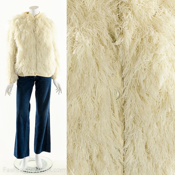 Arissa Shag Coat, Vintage Arissa White Shag Jacke… - image 1