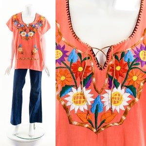 Hand Embroidered Blouse, PEACOCK White Boho Top, Fringe Bohemian Top, Hippie Blouse, Ethnic Blouse, Mexican, South American Gauze Top