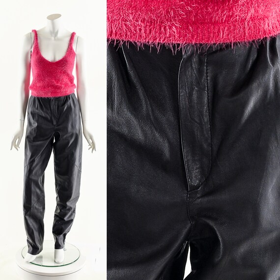 Dark Purple Leather Pants,High Waist Leather Pants,Ab… Gem