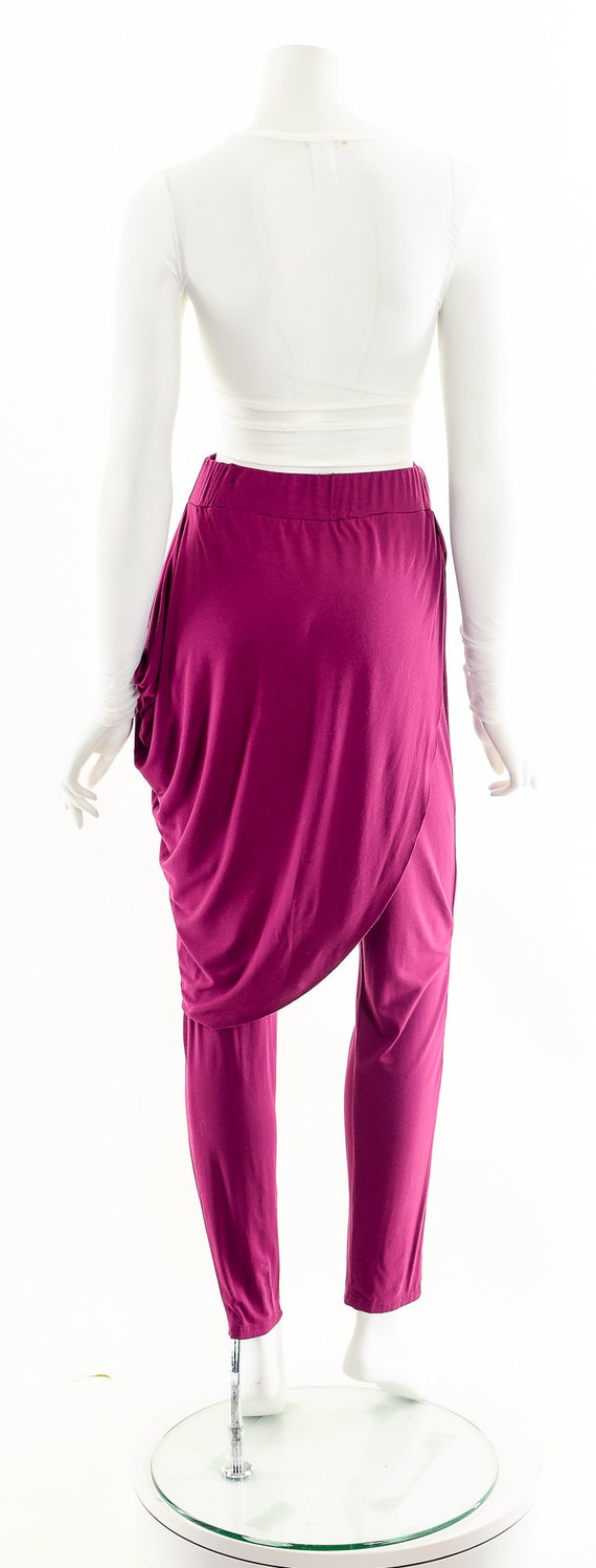 asymmetric harem pants,pink stretchy pants,stretc… - image 7