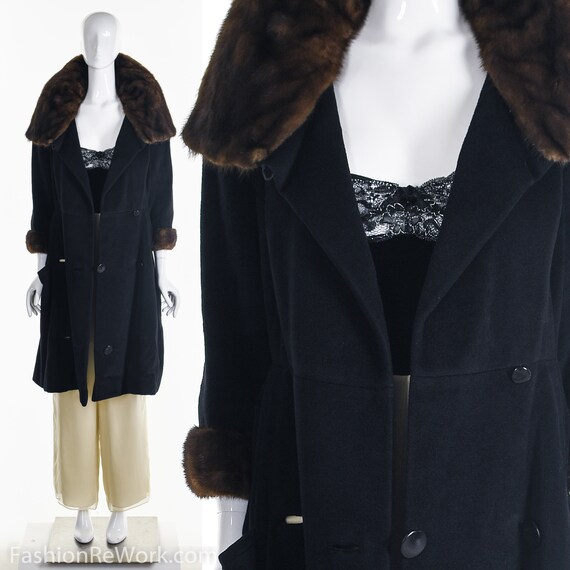 30's Fur Wool Jacket, 40's Full Length Wool Fox Fu