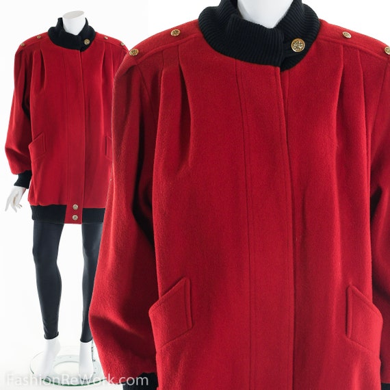 Red Wool Coat, Vintage Wool Coat, Winter Coat, 80’