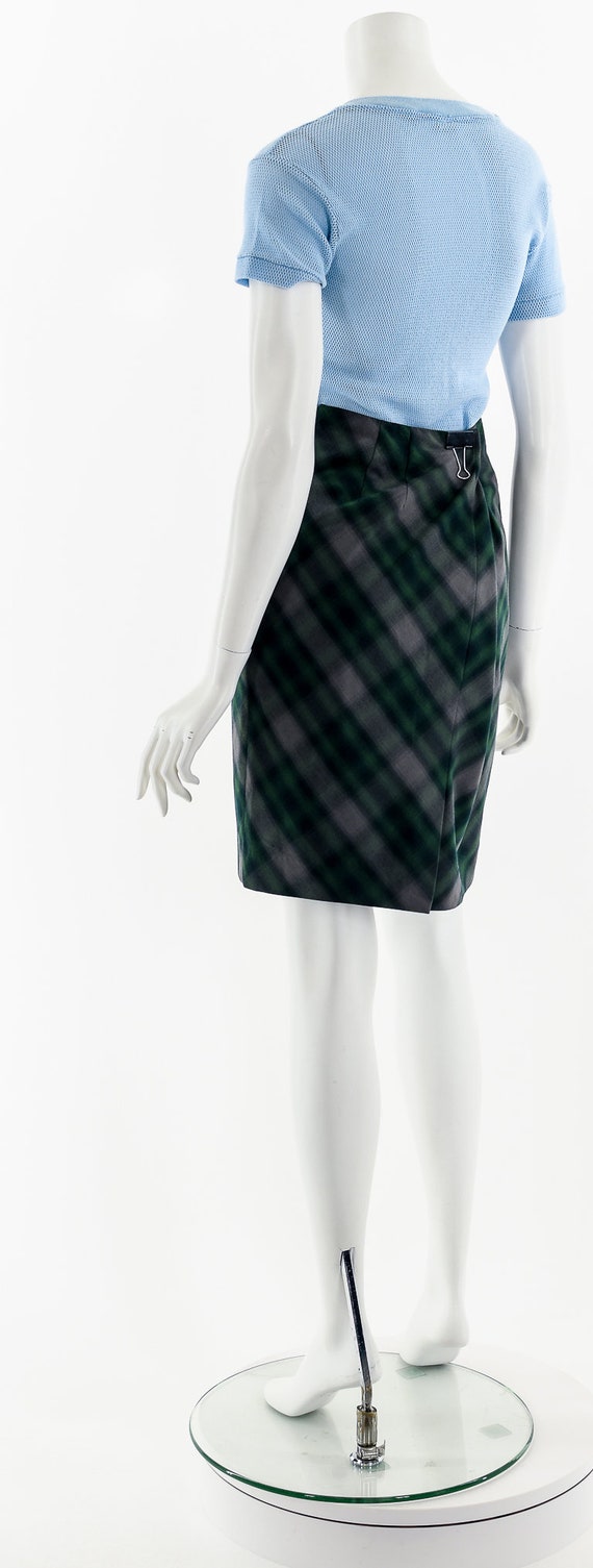 Y2K Late 90s Green Tartan Mini Skirt - image 8