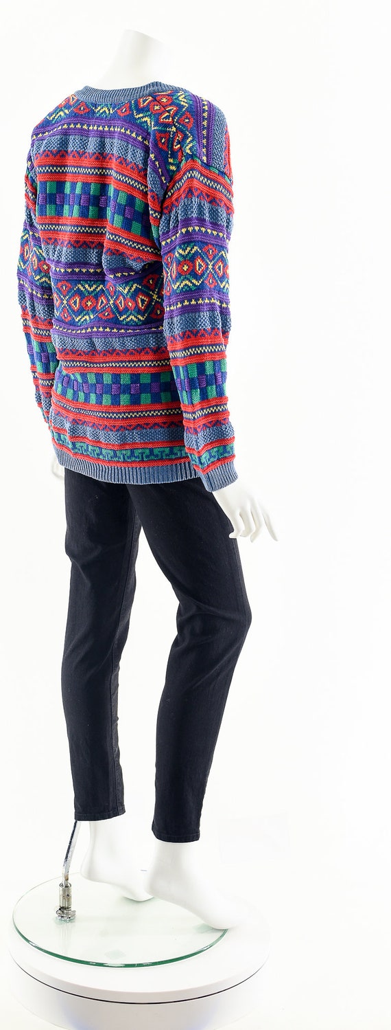 Rainbow Tribal Sweater,Vintage Multicolored Sweat… - image 6