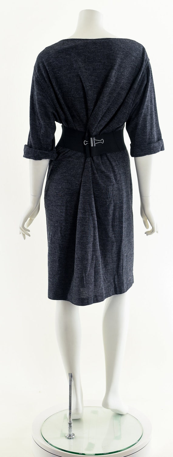 Charcoal Gray Ribbed T-Shirt Dress - image 7