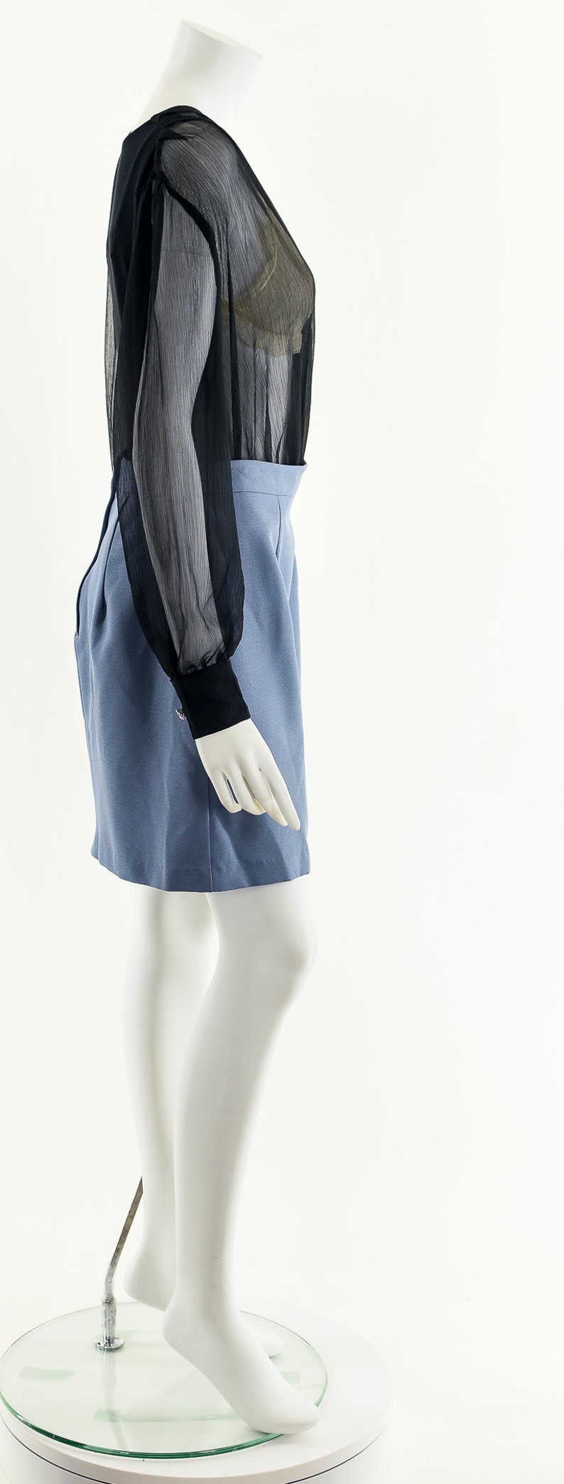 Blue Gray Skirt,90s Skater Skirt,Vintage A Line Skirt,High Waist Skirt,Vintage Mini Skirt,Vintage Scooter Skirt,Periwinkle Gray Skirt,Iconic image 5