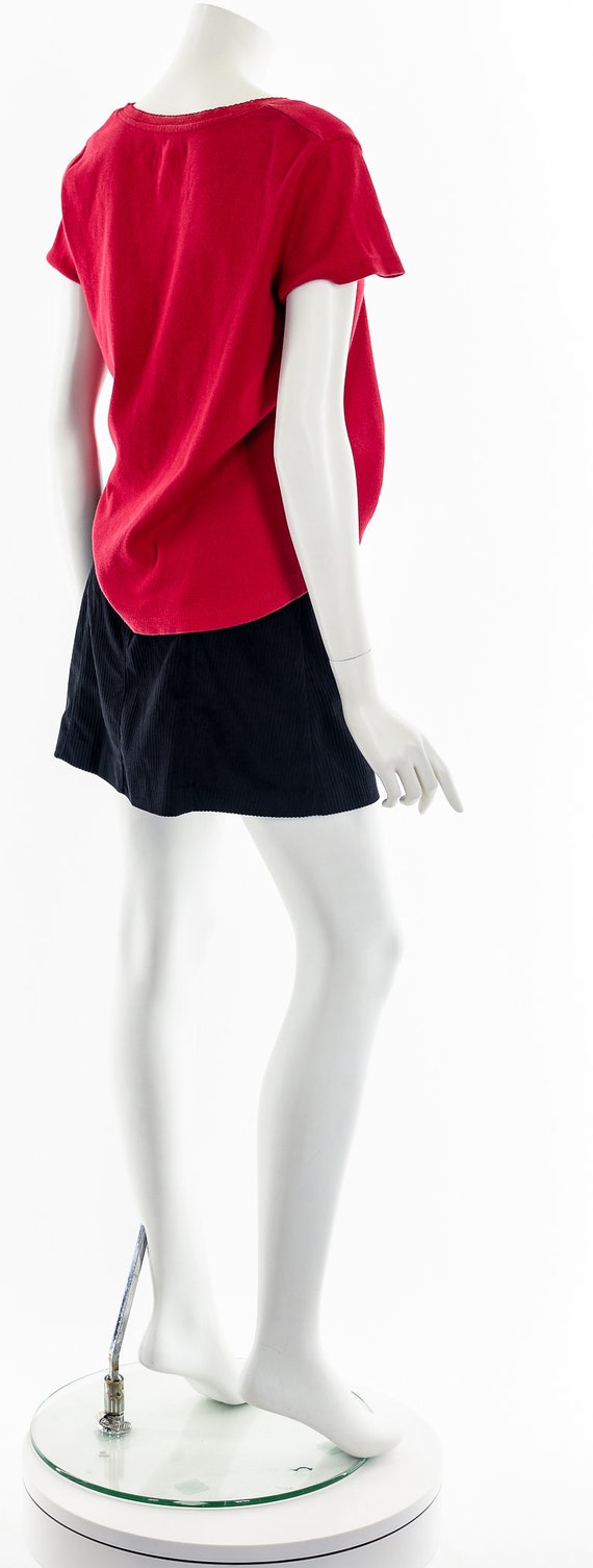 Coral Red Ribbed Basic Tee - image 6