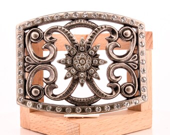 Ornate Silver Rhinestone Brighton Belt Buckle