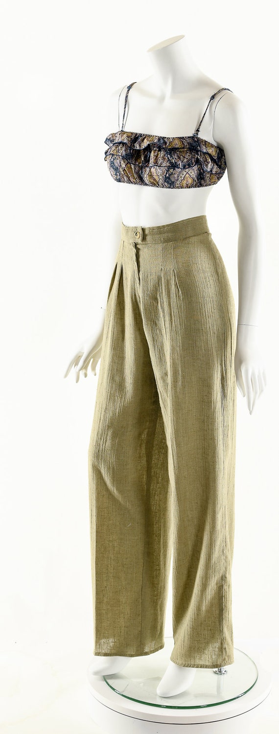 Minimalist Gauze Pants,High Waist Tan Pants,Struc… - image 8