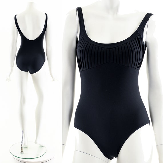 Black Ruched Body Suit, 90s Vintage Leotard - image 2