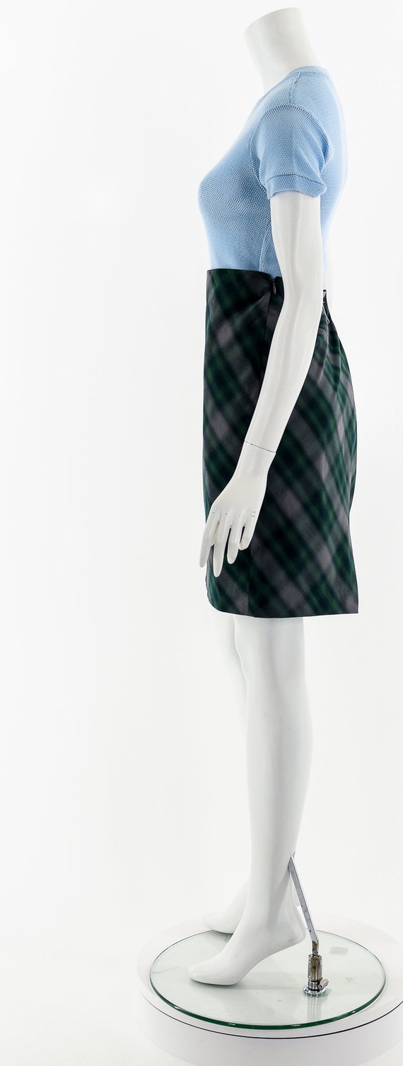 Y2K Late 90s Green Tartan Mini Skirt - image 9