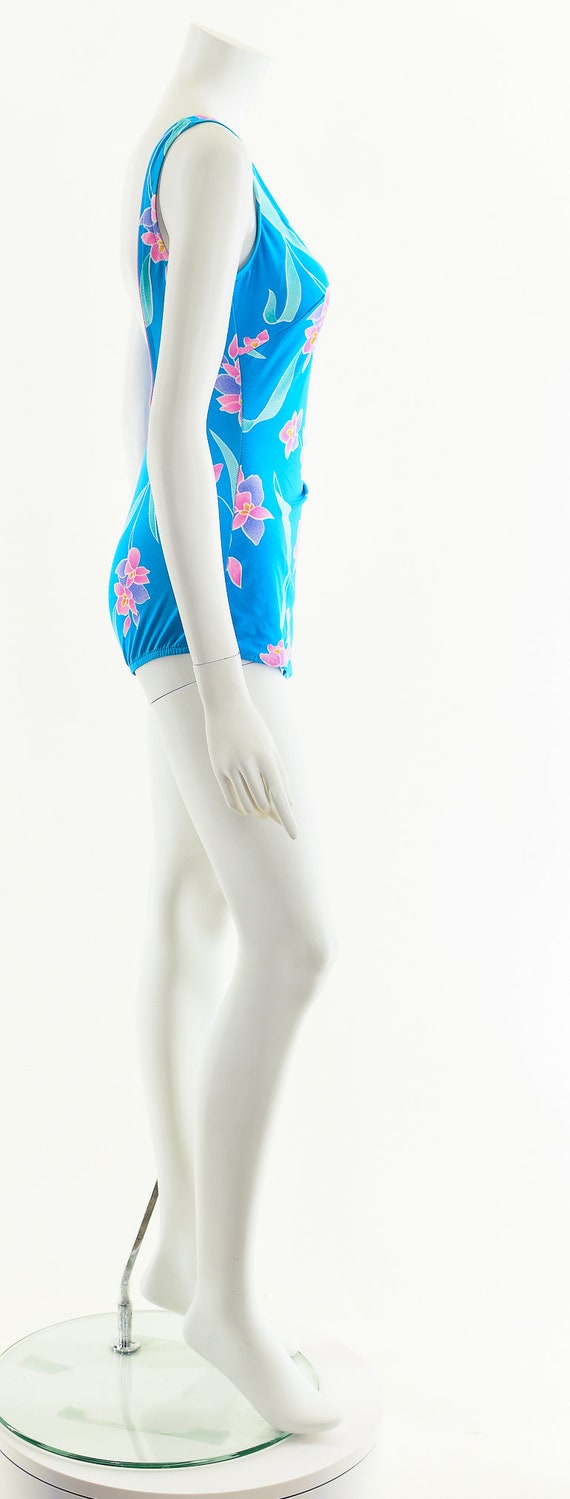 Tropical Floral Swimsuit,Vintage 70s One Piece Su… - image 5