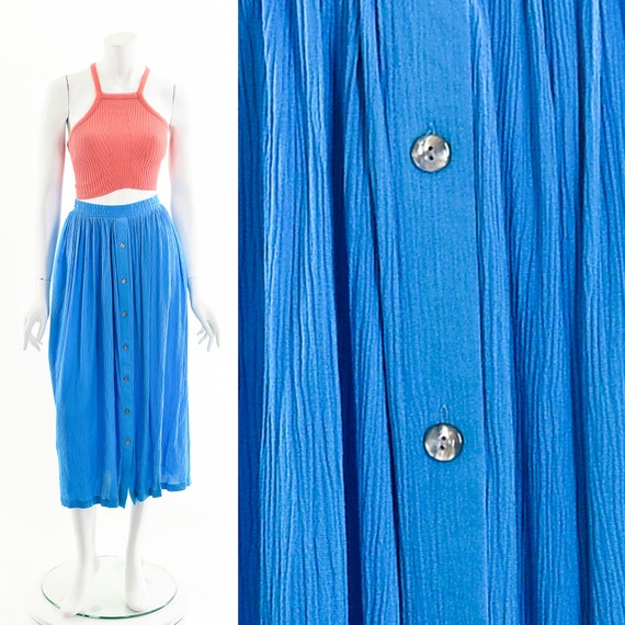 Blue Crinkle Gauze Skirt - image 3