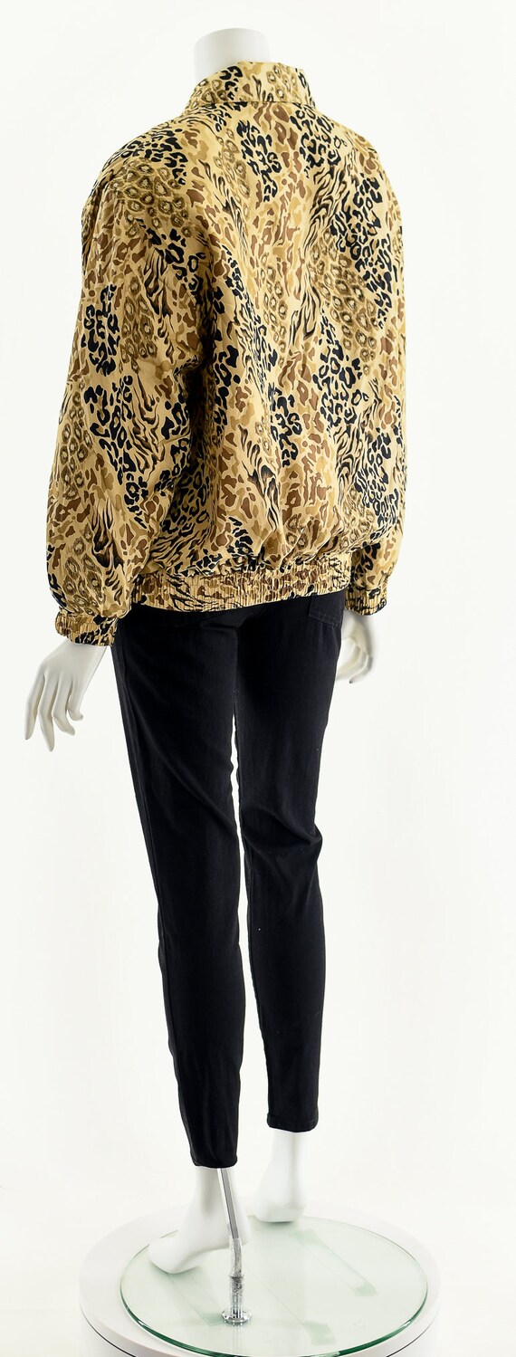 leopard cheetah print silk bomber jacket, 90s bom… - image 8