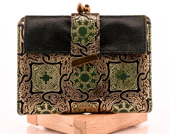 Green Gilded Butterfly + Diamond Leather Wallet