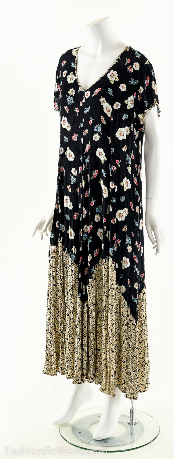 90s Rayon Gauze Dress, Floral Rayon Dress,90s Gru… - image 7