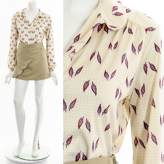Feather Printed Peter Pan Blouse - image 3