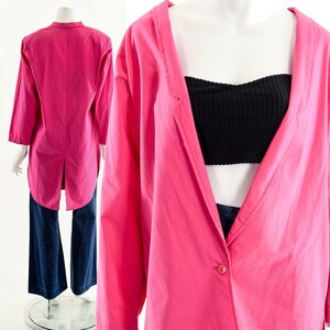 Hot Pink Cotton Oversized Blazer Jacket image 2