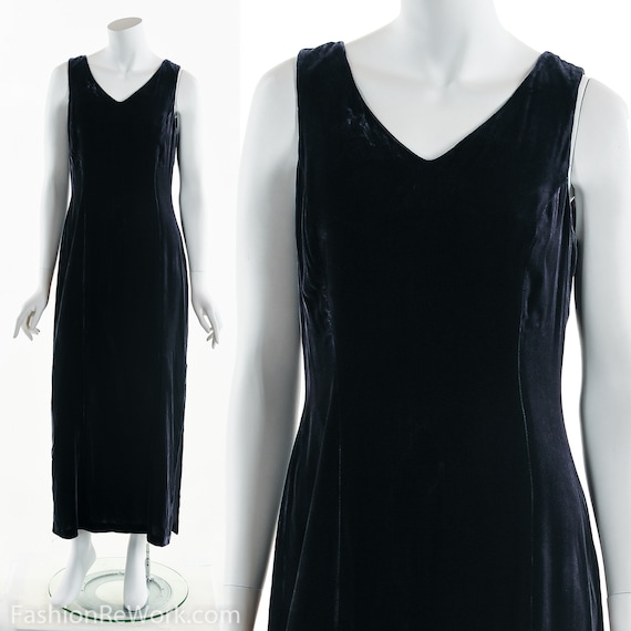Black Purple Velvet Dress, Long Velvet Dress, Even