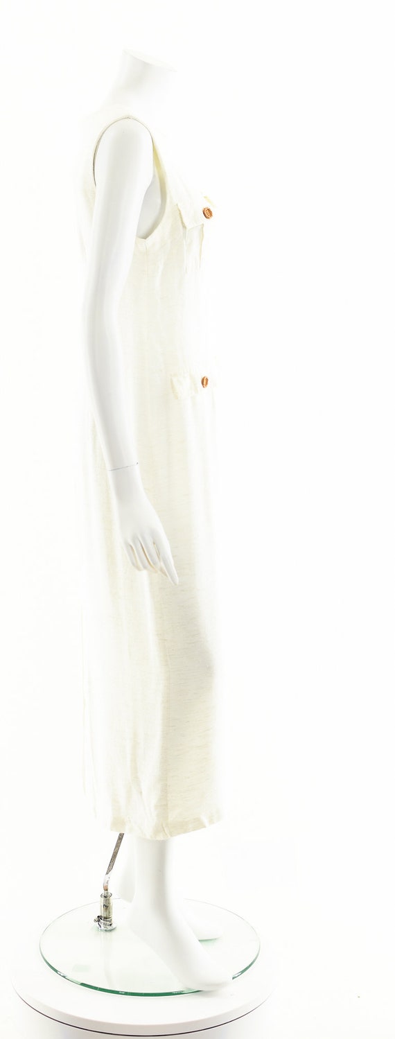 White Safari Dress, Utilitarian Linen Summer Dress - image 5