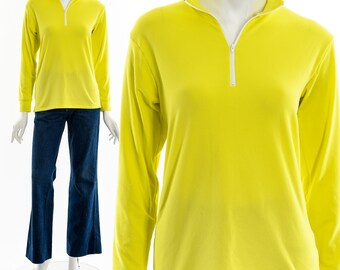 Top amarillo neón con cremallera estilo años 60