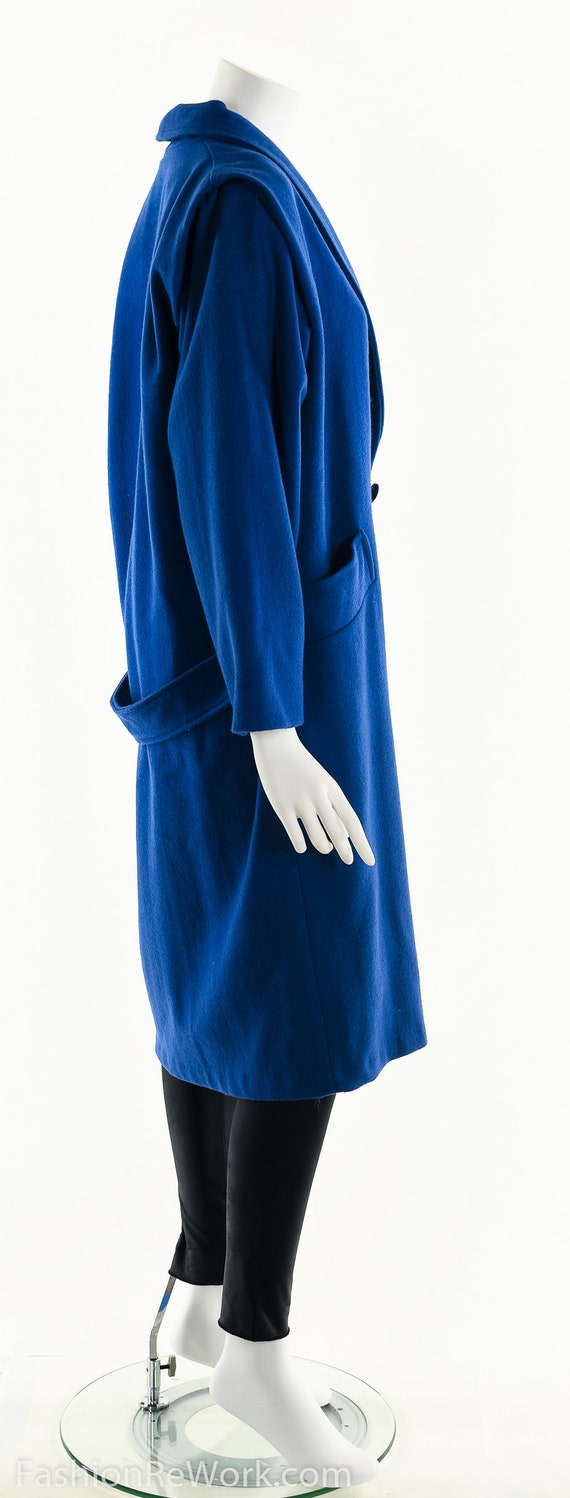 Blue Wool Trench Coat, Wool Overcoat Peacoat,Vint… - image 4