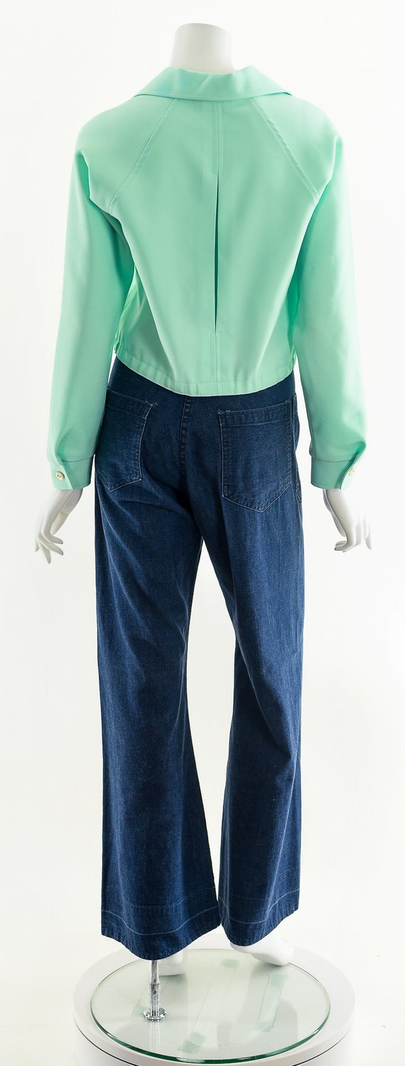 Mint Green Cropped Jacket, Vintage Crop Top, Butt… - image 7