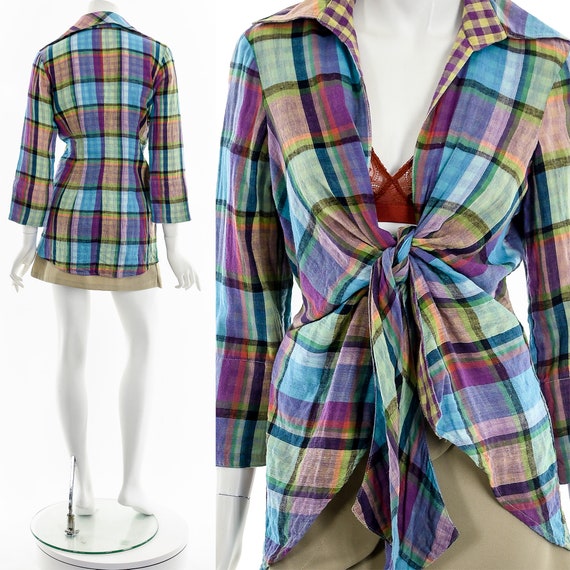 rainbow madras tie front wrap cardigan - image 2