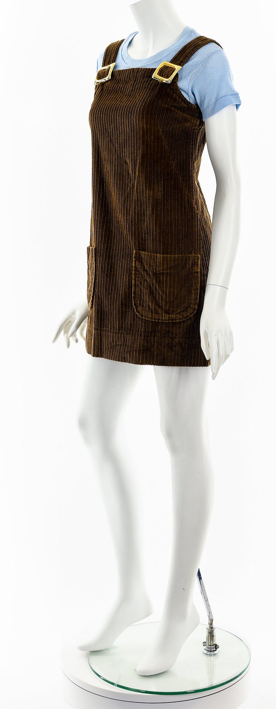60's Chocolate Brown Corduroy Jumper Mini Dress - Etsy