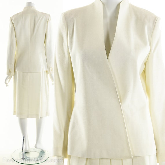 White Two Piece Dress,Dress Suit,Jacket Dress Set,