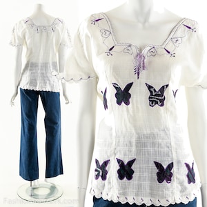 Butterfly Patchwork Boho Blouse