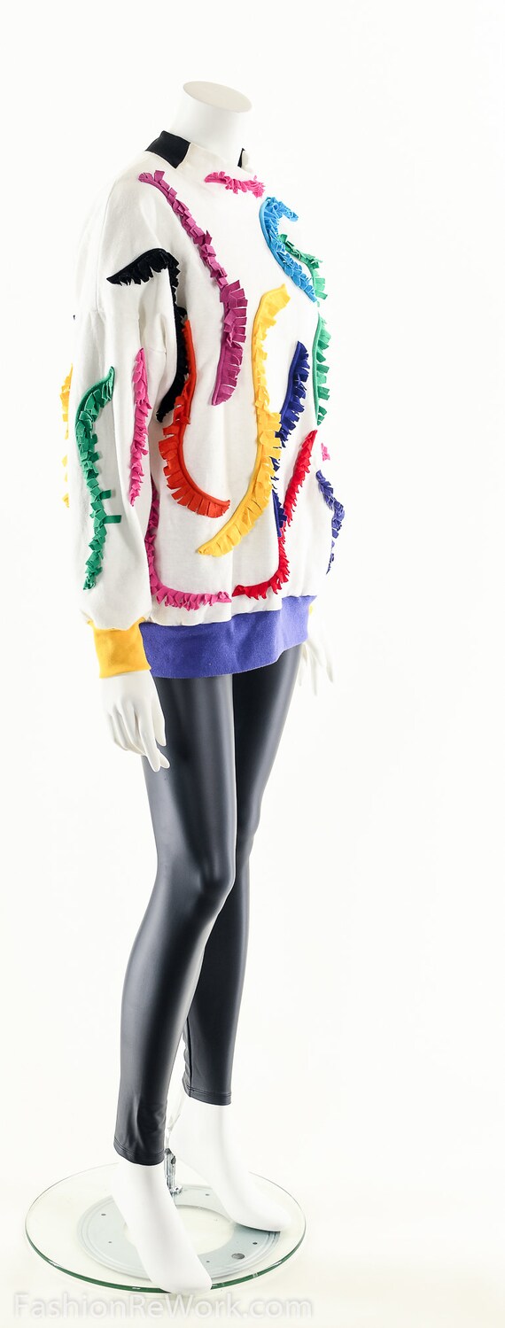 RAINBOW SHAG Pullover,Dolman FRINGE Sweatshirt,Ba… - image 2