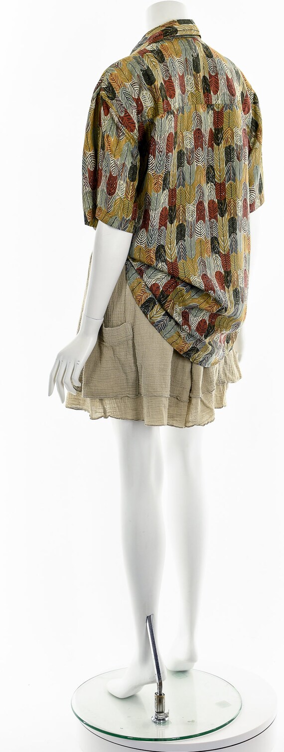 Feather Print Silk Button Down Shirt - image 8