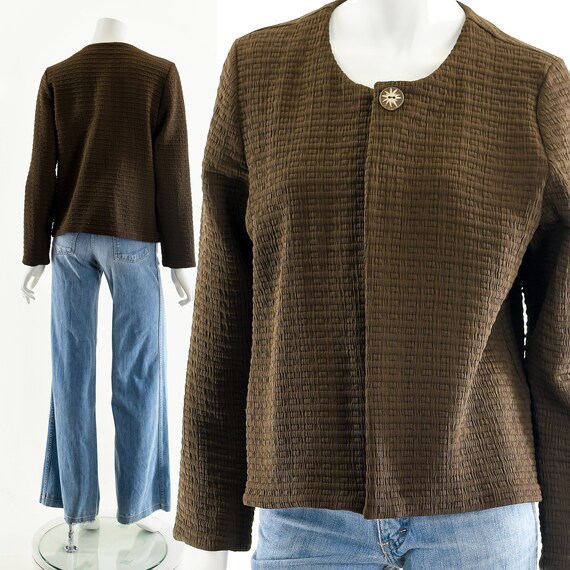 Brown Waffle Textured Jacket - image 3