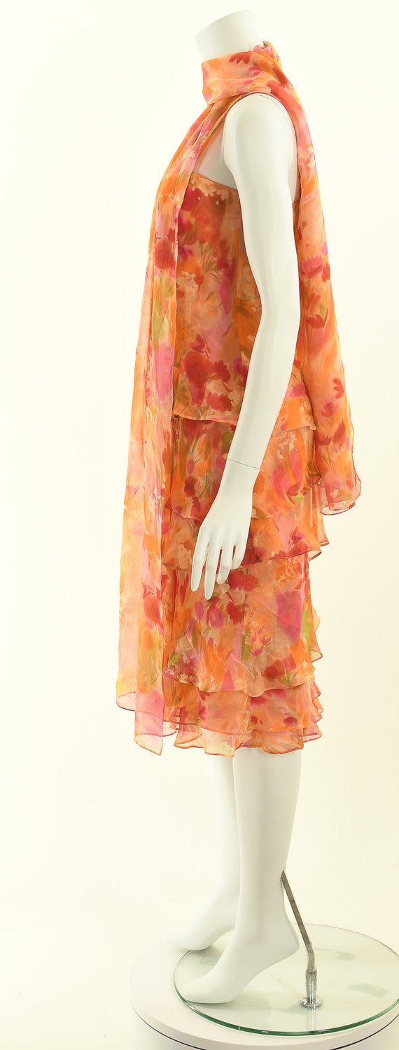 Watercolor Silk Dress,20s Inspired Tea Dress,Ruff… - image 9