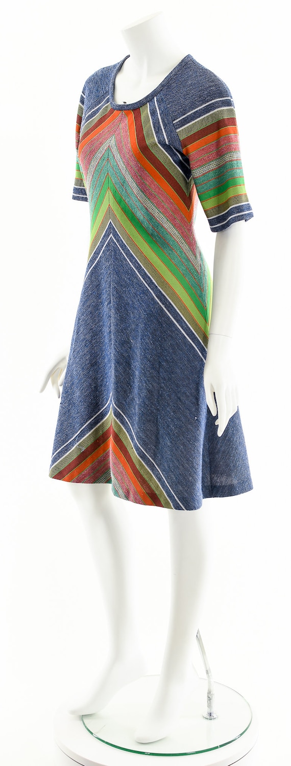 Rainbow Chevron Dress,Rainbow Denim Knit Dress,Mu… - image 10