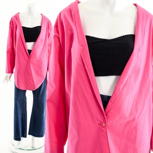 Hot Pink Cotton Oversized Blazer Jacket image 1