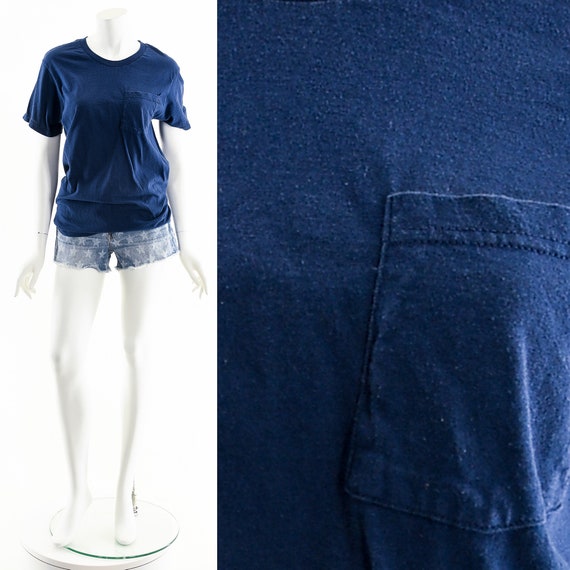 Dark Blue Tee, Vintage Dark Blue Shirt, 2000s Blu… - image 3