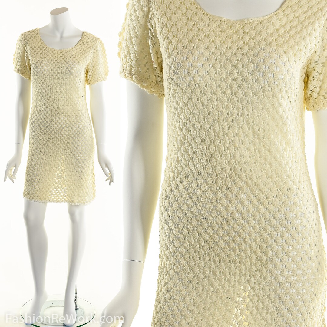 Crochet Mini Dress 60's Dress Crochet Wedding Dress - Etsy