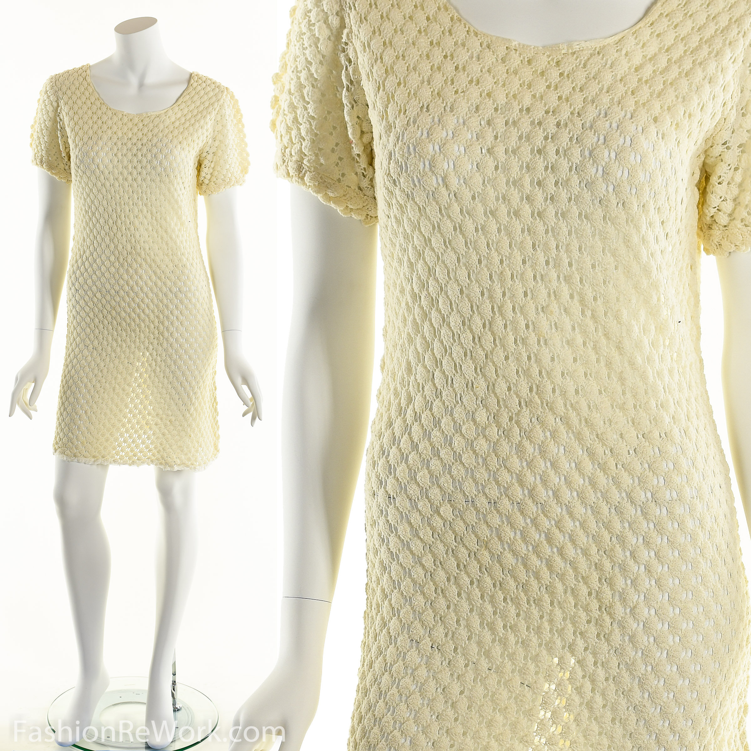 Crochet Mini Dress 60's Dress Crochet Wedding Dress -  Denmark